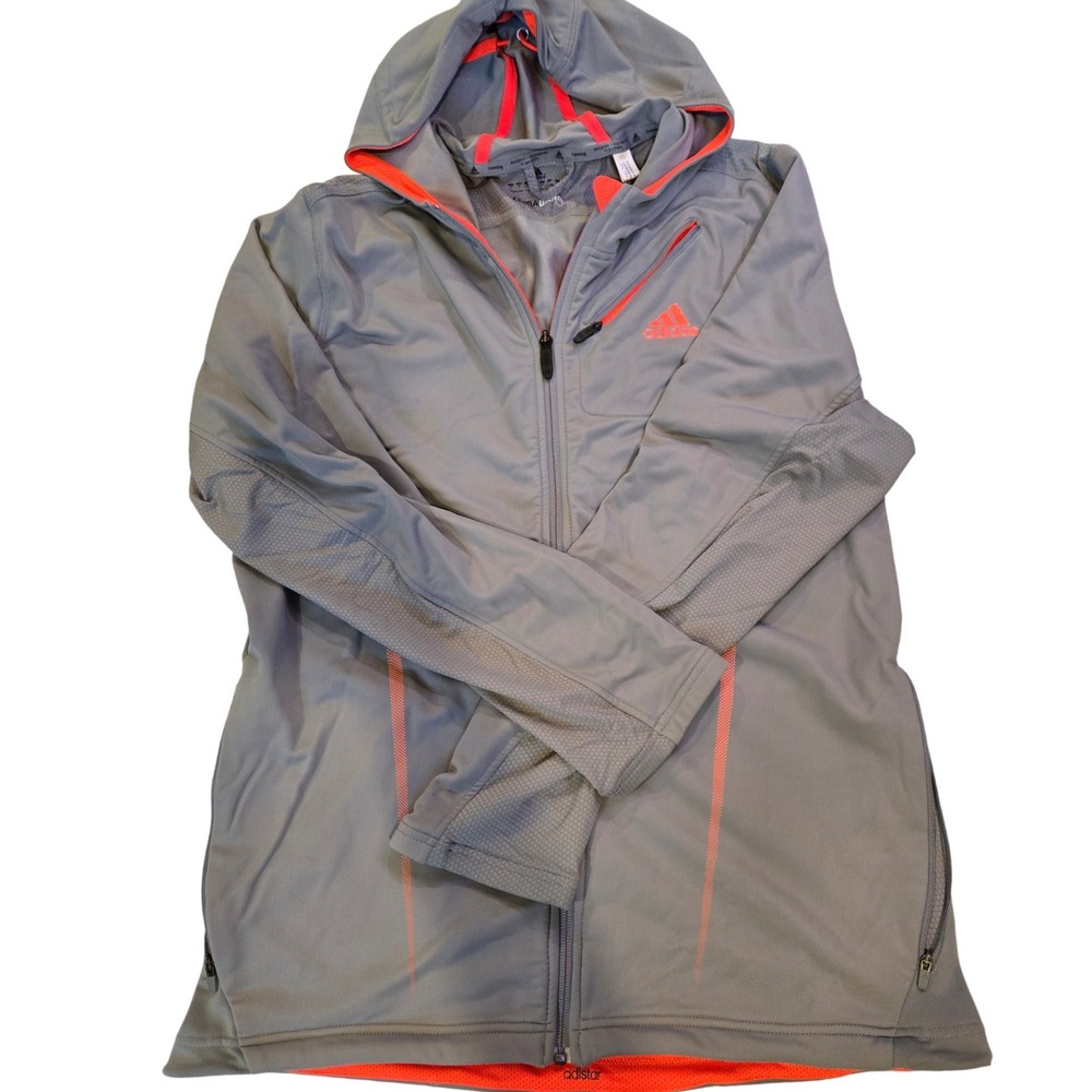 Adidas ClimaWarm Running Jacket‎ Hooded Zip Gray Coral Pink Women's M